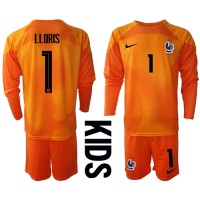 Fotbalové Dres Francie Hugo Lloris #1 Brankářské Dětské Domácí MS 2022 Dlouhý Rukáv (+ trenýrky)